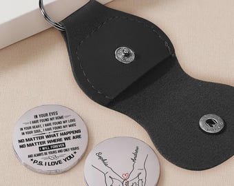 Personalized Pocket Hug Token, I Have Found My Love Holding Hands Keepsake, Custom Romantic Couple Gift For Partner Husband