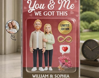 Personalized Custom Photo Toybox Figure Acrylic Plaque, You & Me We Got This Couple Sign, Custom Shaped Anniversary Gift For Boyfriend