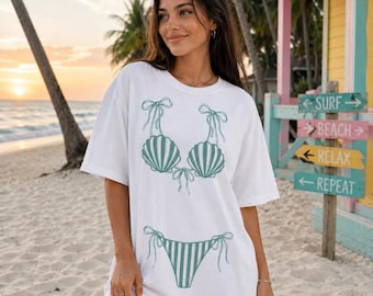 Comfort Colors Custom Bikini Shirt, Girls Beach Trip Tee, Coastal Bachelorette Party Shirts, Matching Girls Weekend Gift