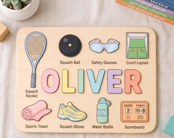 Rompecabezas de madera personalizado con nombre, juguete educativo con temática de calabaza, regalo Montessori para niños pequeños.