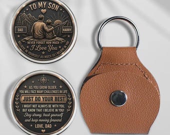 Custom Pocket Hug For Son From Dad, Keep Moving Forward Love Token, Everyday Encouragement Gift, Inspirational Son Keepsake