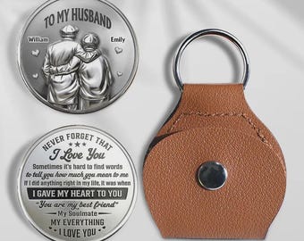 Personalized Pocket Hug For Husband, Custom Hugging Couple Keepsake, Romantic Anniversary Gift For Him, Couple Wooden Coin