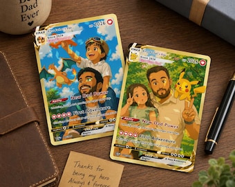 Personalized PKM Custom Photo Card | Happy Fathers Day Gift For Gamer Dad | New Dad Keepsake | TCG Trading Card Gift From Kids Son