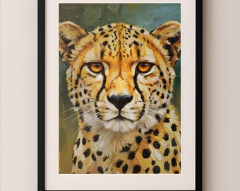 Cheetah Painting Art Print • African Safari Wildlife Portrait (Digital Download)