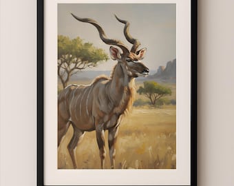 Kudu Painting Print | African Antelope Wall Art (Digital Download)