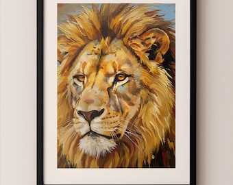 Majestic Lion Painting Print • African Safari Wall Art (Digital Download)
