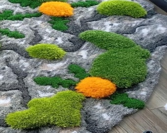 Handmade 3D Moss Rug – Forest Floor Carpet, Nature Inspired Decor