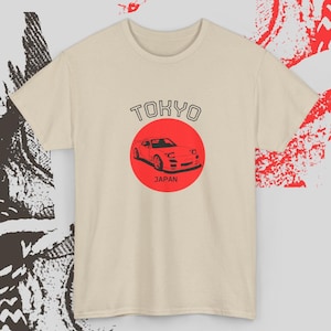 Tokyo Sports Car Tee | Red Rising Sun Graphic, Japan Racing Shirt