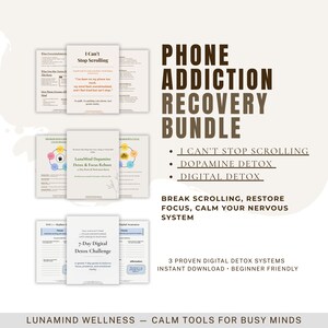 Phone Addiction Recovery Bundle – Stop Scrolling, Dopamine Detox & Screen Reset Workbook (Digital)