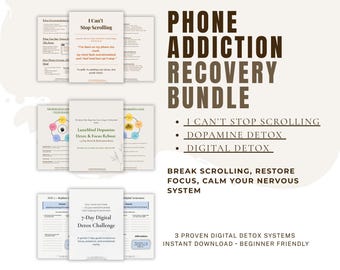 Phone Addiction Recovery Bundle – Stop Scrolling, Dopamine Detox & Screen Reset Workbook (Digital)