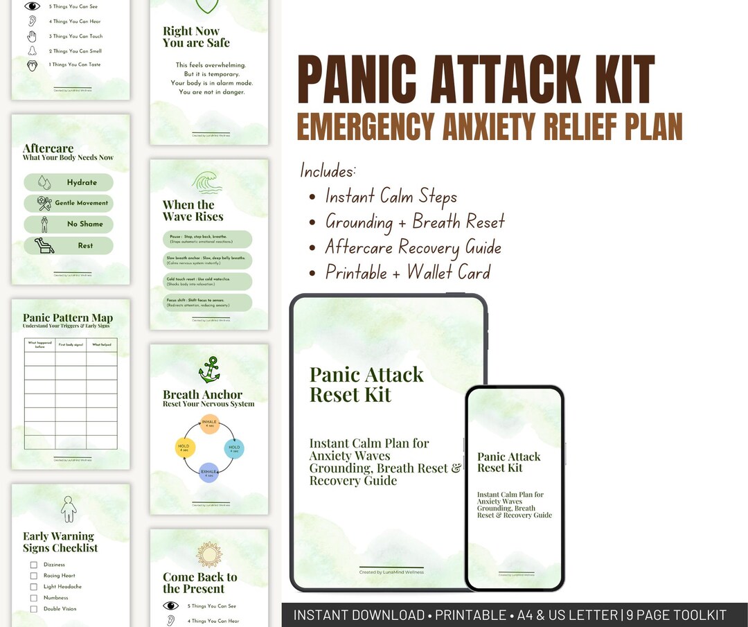 Panic Attack Kit Printable, Emergency Anxiety Relief Worksheet ...