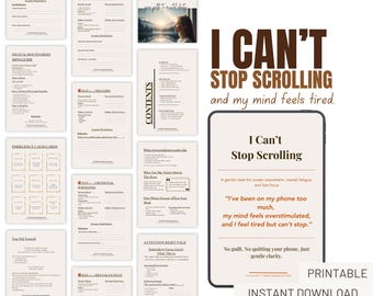 Arbeitsbuch zum Stressabbau | Reduzieren Sie das Telefon-Scrollen, geistige Klarheit (Digitaler Download)