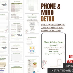 7-Day Phone & Mind Detox | Digital Wellness Challenge | Screen Time Reset Workbook | Self Care Printable