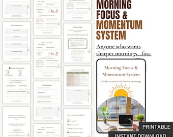 Morning Focus & Momentum System · 7 Day Mind Reset · Phone-Free Routine · Clarity Planner · Digital Wellness