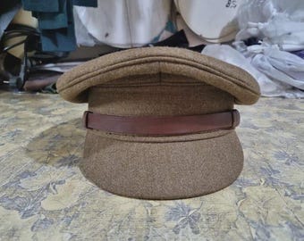 Vintage-Style British Officer Costume Cap | Handmade Peaked Visor Hat | Historical Theater & Cosplay Headwear