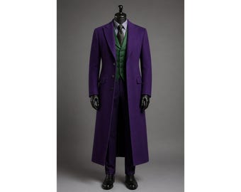 Herren Royal Purple Langer Mantelanzug - Elegantes formelles Statement-Outfit