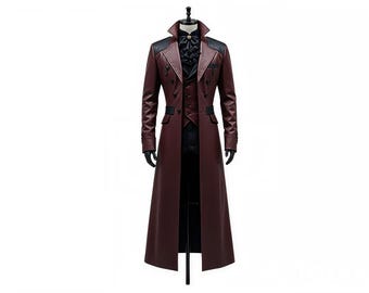 FMMOEK Medieval Costumes Steampunk Long Trench Coat Gothic FMMOEK Medieval Costumes Steampunk Long Trench Coat Gothic