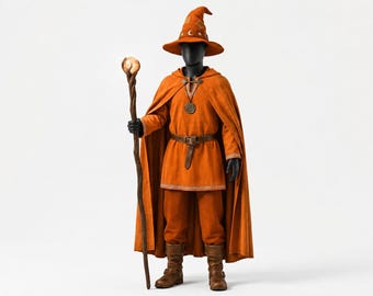 Medieval Wizard Costume Cloak Set, Fantasy Mage Robe Outfit, Renaissance Sorcerer Cosplay Costume, Halloween Wizard Cape Tunic