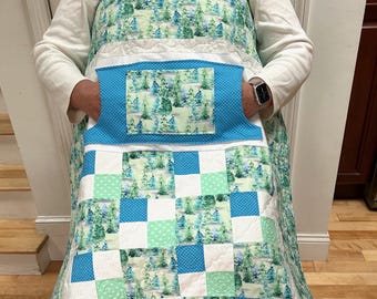 Watercolor Trees Lap Quilt with Pockets