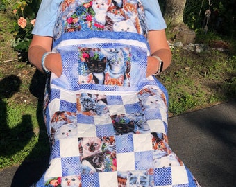 Kittens Lovie Lap Quilt with Pockets, Wheelchair lap quilts