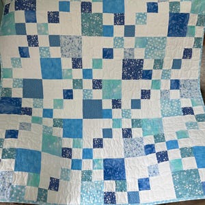 Shades of Blue Four Patch Baby Quilt