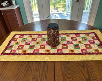 Autumn Leaves Table Runner: Reversible Cotton Quilted Decor