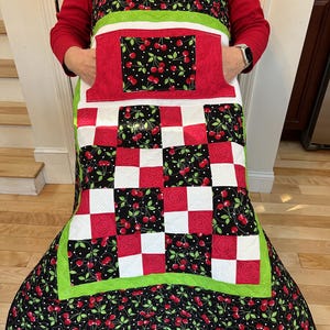 Cherries Lovie Lap Quilt with Pockets, Wheelchair Lap Quilts