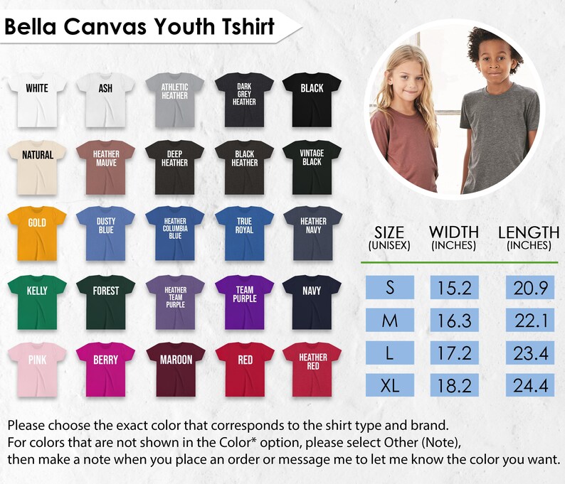 The image is a collage of various t-shirt designs, including different colors and styles, along with a photo of two young people wearing the t-shirts.
