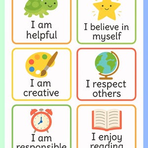 Afdrukbare klasdecorbundel - kaarten met positieve bevestiging en cijfertabel 1-20 - Boho Preschool Wall Art - digitale download