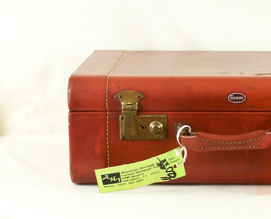 Vintage Leather Towne Luggage Overnight Suitcase 1940s Etsy