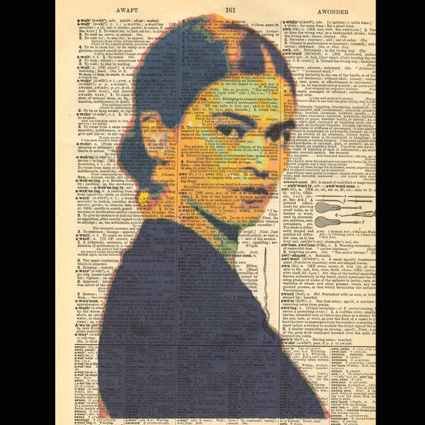 Young Frida Kahlo -Dictionary Print Upcycled art 8x11