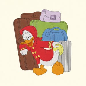 Donald Duck Bellhop Machine Embroidery Design Vintage Hotel Luggage Travel