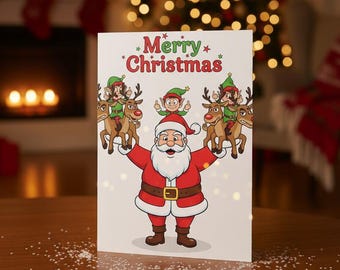 面白い中指クリスマスカード、大人向けユーモア（デジタルダウンロード）