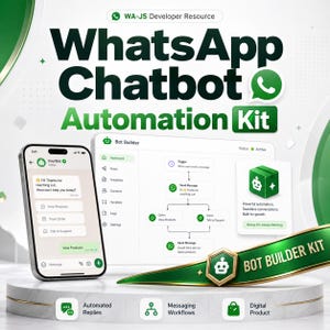 Kit de chatbot WhatsApp, réponse automatique IA, flux de travail d'automatisation (téléchargement numérique)