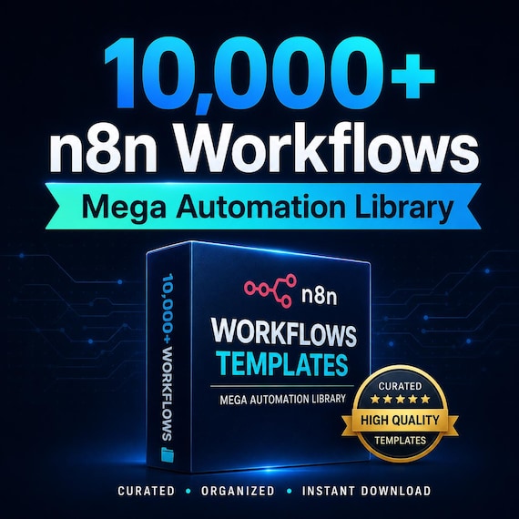 10,000+ n8n Workflows Mega Library, AI Automation Templates (Digital Download)