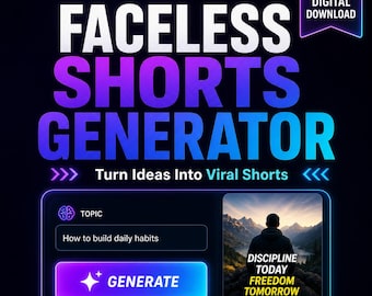Faceless Shorts Generator, AI Video Maker, Python Script (Digital Download)