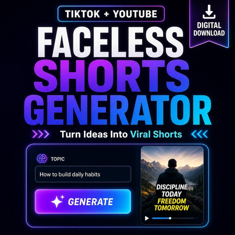 Faceless Youtube, Tiktok Shorts Generator Python Script, AI Video Maker App, Auto Script Voice Captions Pexels Video Tool image 1