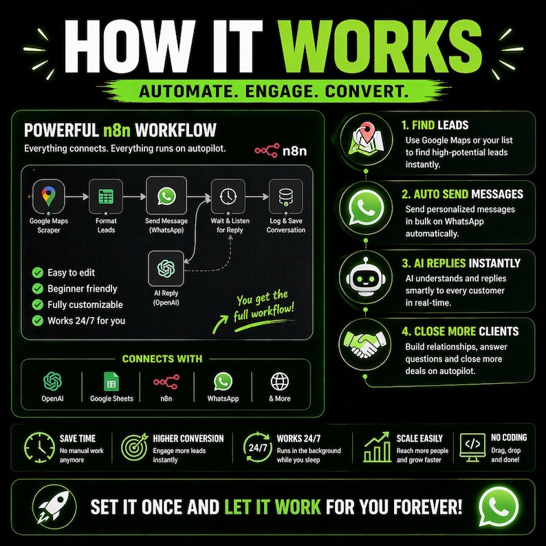 WhatsApp Automation Bot | AI Auto Reply, Bulk Messaging (n8n Workflow Download) image 6