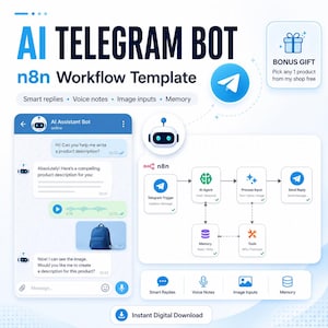 Personlig AI-assistent | n8n Telegram Automation Workflow - Omedelbar digital nedladdning