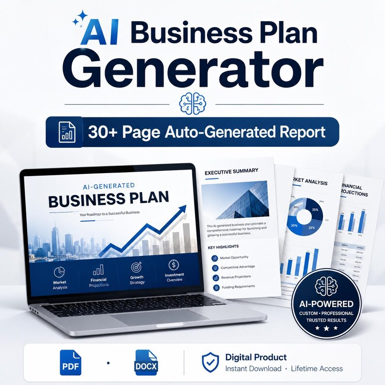AI-bedrijfsplangenerator | Automatisch gegenereerd rapport met meer dan 30 pagina's (pdf, docx) afbeelding 2