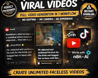 Arbetsflöde för viral videogenerator på Reddit | Automatisering av ansiktslöst innehåll (digital nedladdning)