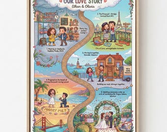 Impresión personalizada de mapa de amor, regalo de aniversario (descarga digital)