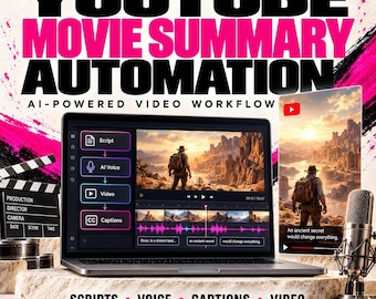 AI YouTube Video Generator Workflow | 20-Min Movie Recaps (Digital Download)