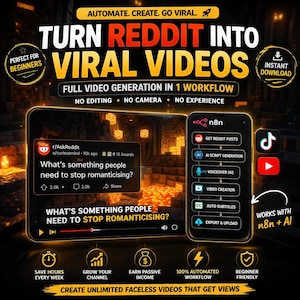Reddit zu Viral Shorts Video AI-Arbeitsablauf | Gesichtslose Youtube Automatik (Digitaler Download)