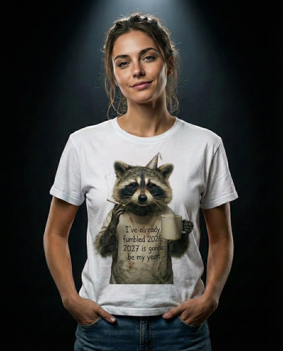 Pessimistic Raccoon Art Print | Funny Existential Crisis Graphic - Etsy