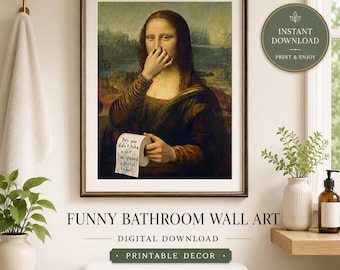 Bestseller | Funny Mona Lisa Toilet Paper Print | Renaissance Bathroom Meme (Digital Download)