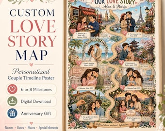 Benutzerdefinierte Love Story Map, Jahrestag Geschenk (Digitaler Download) | Valentinstag Geschenk