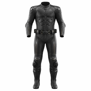 Dark Knight Leather Motorcycle Racing Suit | Men's Black Trackday Armor Gear