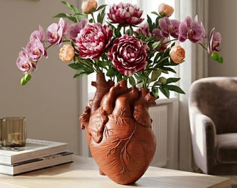 Anatomical Heart Ceramic Vase, Modern Sculptural Nordic Home Decor