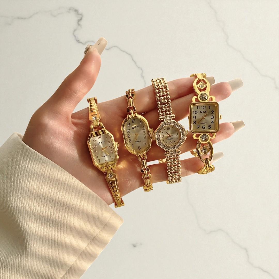 Vintage Gold Bracelet Watch : Elegant Oval Mini Women display picture 1